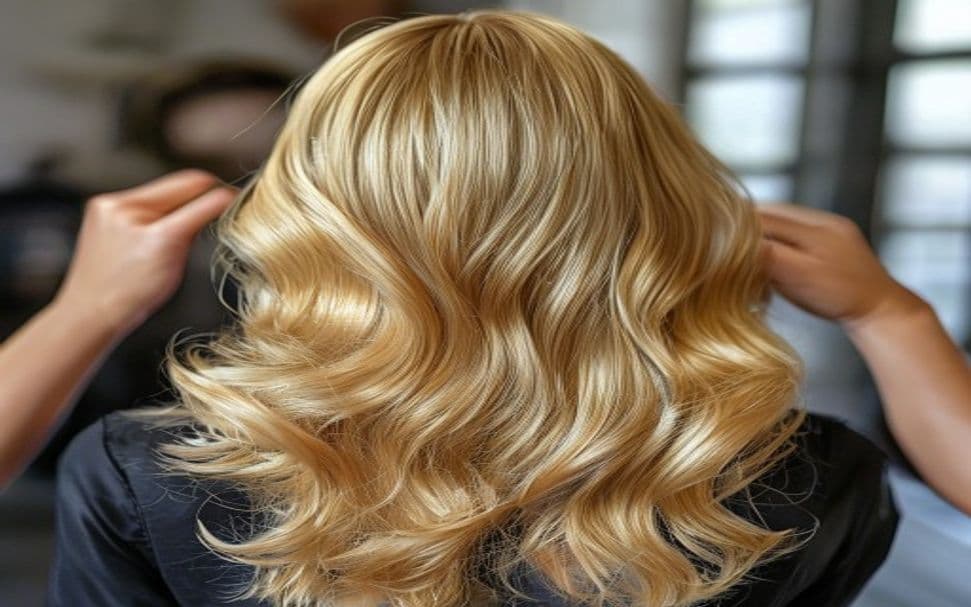 Cabelo liso e brilhante depois de progressiva em salão de beleza